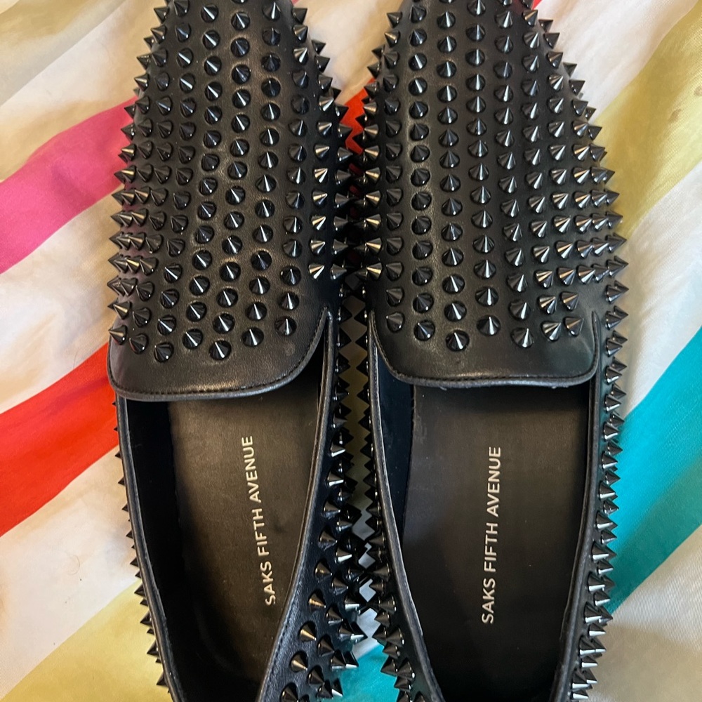 New Black loafers with spikes all around new
